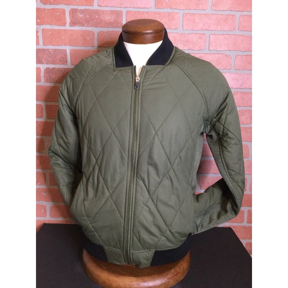 Oakley Men's Quilted Bomber Jacket Full Zip Pockets Long Sleeves Green Small
